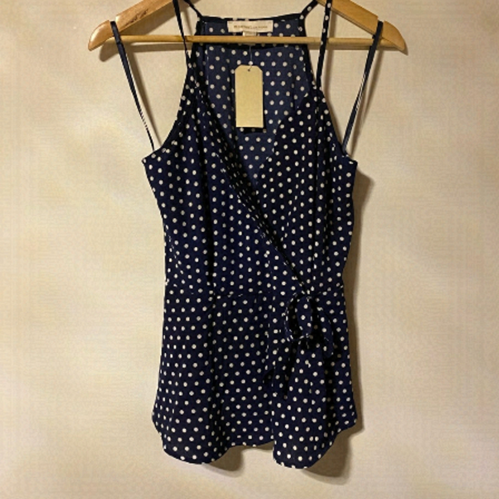 Monteau blue and white Polka Dot Tank Top